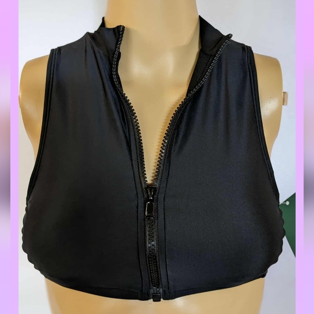 Wild Fable Black Zip-Up Bathing Suit Swim Suit Top Size XS (0-2) - Picture 2 of 6
